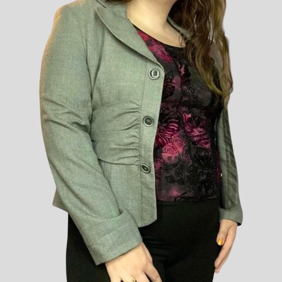 Jones NY gray ruched fitted blazer - Picture 2 of 3